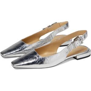 Michael Michael Kors Women Darrington Slingback Flat Sz US 7M Silver Metallic